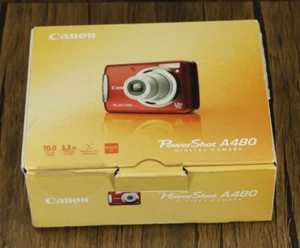 Canon Digital Camera PowerShot A480 10.0MP Red Tested - Boxed - Picture 1 of 9