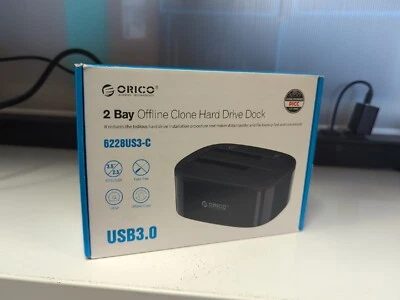 USB3.0 to SATA Hard drive Offline Clone Docking Station 2Bay 2.5" 3.5"HDD/SDD - Image 1 of 3