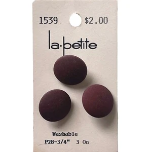 Buttons Merlot Round Shank 3-Pack 3/4" P28 Vintage La Petite No. 1539 Germany - Picture 1 of 8