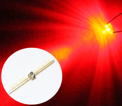 KT-ELEKTRONIC 25 Stück LED 1,8mm axial rot mit seitlichen Anschlüssen superhell Mini Miniatur