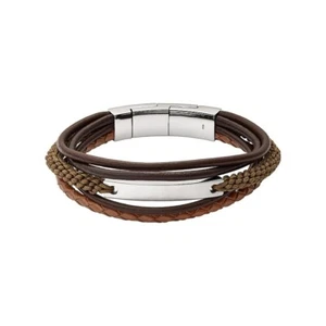 FOSSIL Multi-Strand Braided Leather Bracelet Armband braun Neu - Bild 1 von 4