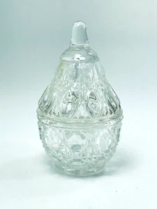 Vintage Lidded Glass Pear Shaped Candle Votive Coin Jewelry Trinket Box - Picture 1 of 5