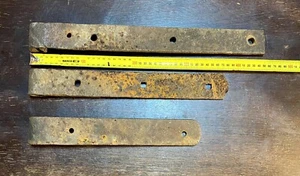 Set of Three Antique Old Metal Iron Rusted Barn Door Straps Hardware Parts - Picture 1 of 5