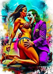 2024 WONDER WOMAN & THE JOKER 1/1 MASTERPIECE ART SKETCH CARD ARTIST SIGNED - Bild 1 von 2