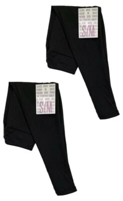 Two Pairs S/M Kids LuLaRoe Leggings Solid Black Fits Kids 2 - 6 Unisex 2 Pack - Image 1 of 4