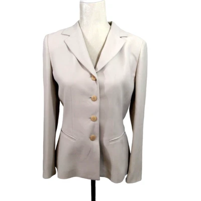 Blazer Petite Sophisticate Mujer Talla 8 Cuatro Botones Crema Beige Forrado Carrera Foto 1 de 4