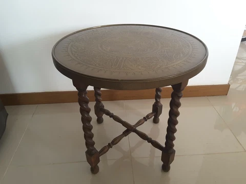 KINCO ingland Folding Table with Brass Top 1900s Cover
