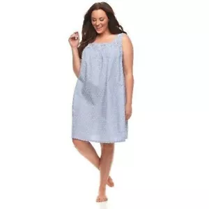 Damen 4x Croft & Barrow Nachthemd Hauskleid Baumwolle Jeansoptik kleine Punkte NEU - Bild 1 von 2