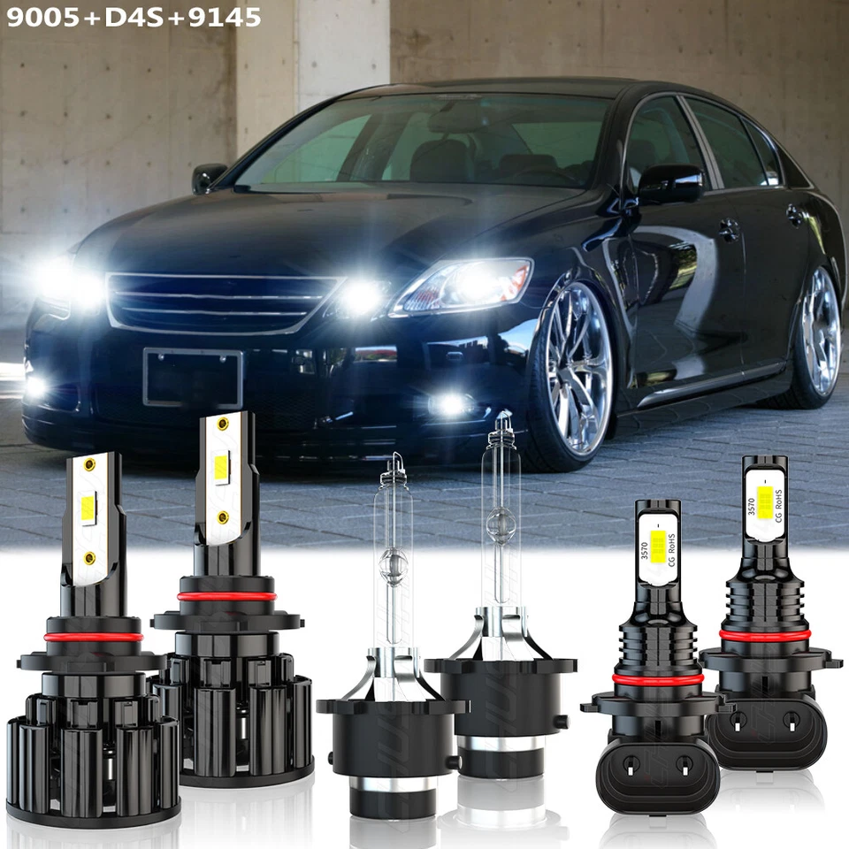 Para Lexus GS300 2006 6 piezas faros LED HID haz alto y bajo + kit de bombillas antiniebla Foto 1 de 4