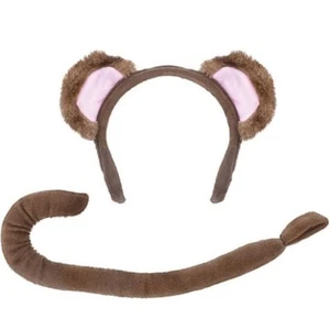 Monkey Ears Headband & Tail Set Adult Child Fancy Dress Jungle Animal Accessory - Picture 1 of 1