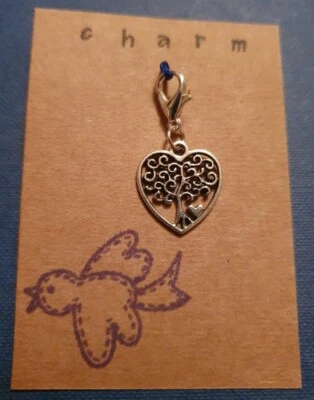 CLIP ON CHARM ÁRBOL DE LA VIDA CORAZÓN PARA PULSERA BOLSO CREMALLERA MONEDERO ESTUCHE PARA LÁPICES A Foto 1 de 4