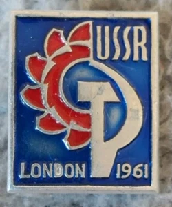 USSR LONDON 1961 Industrial Exhibition Vintage Enamel Pin Badge, Collectable - Picture 1 of 2