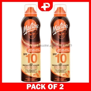 Malibu Sun Continuous Low Protection SPF 10 Dry Oil Spray 175ml Pack of 2 - Picture 1 of 4