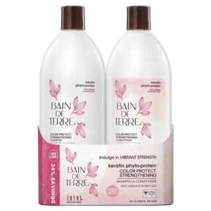 BAIN DE TERRE Keratin Phyto-Protein Color Protect Strengthening Liter 33.8oz DUO - Picture 1 of 4