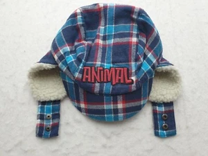 Animal Cap Trapper Hat With Ear Covers Check Warm Sherpa Winter Kids Small - Picture 1 of 9