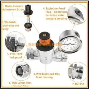 Válvula Reguladora de Presión de Agua con 3/4" NH Latón Sin Plomo Ajustable - Imagen 1 de 4