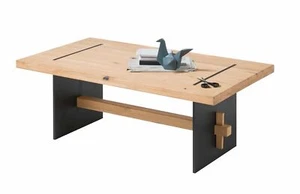 Couchtisch MARES 110 x 60 cm Eiche massiv Tischbeine Metall - Bild 1 von 4