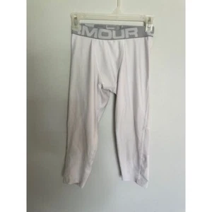 Under Armour Kids White Compression Leggings Athletic Pants Sportswear - Picture 1 of 3