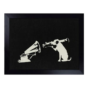 Banksy Dog Graffiti Lap Tray Cushioned Bean Bag Padded TV Dinner Breakfast Desk - Picture 1 of 4