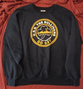 Vintage Navy Sweatshirt Mens XL Blue Crewneck Sweater USS Sullivans Destroyer - Picture 1 of 6