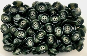 25mm 40L Dark Green & Green Swirl 4 Hole Polished Coat Buttons Button Y137B - Picture 1 of 1
