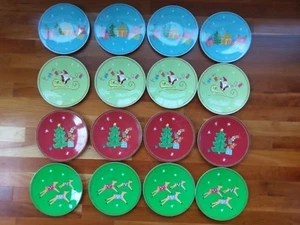 Pottery Barn Kids Christmas Holiday Melamine Plastic Plate Reindeer Santa Set 16 - Picture 1 of 12