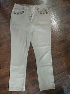 Ruby Rd. Women Khaki Casual Pants 8 With Buttons Around Pockets. - Picture 1 of 5