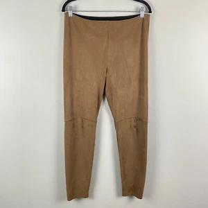 Lysse Light Brown Faux Suede Leggings Pants Size M High Waist Pull-On Stretch - Picture 1 of 11