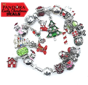 Pandora Charm Bracelet Christmas Themed Charms Tree Mickey Charms Box Gift - Picture 1 of 5