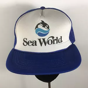 Cappello camionista snapback Sea World vintage 1988 berretto maglia stampato logo orca blu - Foto 1 di 12