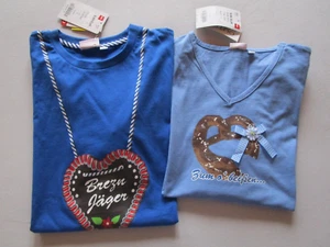 2 T-Shirt Damen Gr. 40 / Herren Gr. L Trachtenshirt Partnerlook Party Spaßshirt - Bild 1 von 5
