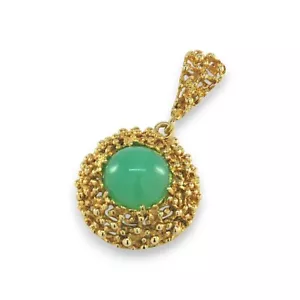 Anhänger rund 585/- 14k. Gelbgold mit Chrysopras ca. 3,1 cm -211 - Bild 1 von 3
