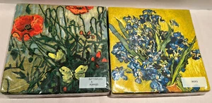 Napkin/Luncheon Van Gogh 1 Irises & 1Poppies 20 Disposable Paper Napkins /Pkg - Picture 1 of 9