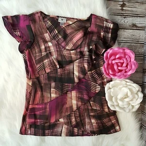 Worthington Top Damen Small V-Ausschnitt Stufen Bluse Arbeit Büro Herbst Herbst Freizeit - Bild 1 von 14