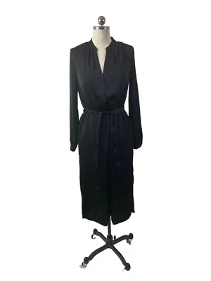 Gap Shirt Dress Womens XS NWT Black Solid Long Sleeve Belted Capsule Classic - Image 1 of 4