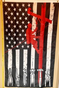 Lineman Flag FREE SHIPPING Fishing Hunting Outdoors USA Trump Redneck Sign 3x5' - Picture 1 of 1