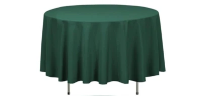 90" Round Tablecloth Fabric Linen Cloth Dinner Wedding Christmas Hunter green - Image 1 of 4