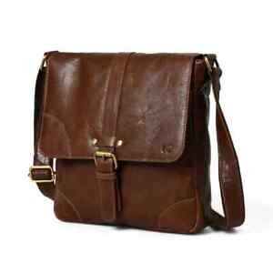 Classic Genuine Leather Brown Messenger Bag For Travel, Office & Daily Use