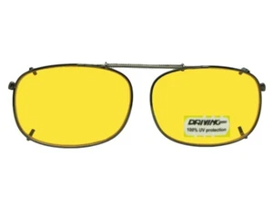 Rectangular Non Polarized Yellow Clip-on Sunglasses - Picture 1 of 11