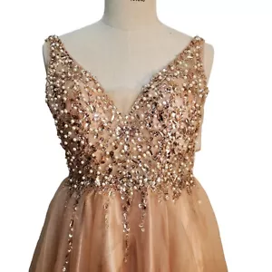 Vestido Falda Nox Perla, Lentejuelas Estrás Rubor Rosa Semi-formal Tul Talla XS - Imagen 1 de 8