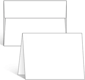 Paquete de 100 tarjetas y sobres blancos en blanco - tarjetas plegadas de peso pesado de 4" X 6" y  - Imagen 1 de 12