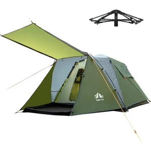 Tenda da Cabina per Gatti Notturni con Vestibolo: 3 Persone Pop Up Tenda da Campeggio Doppio Lay... - Foto 1 di 8