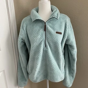 Women's Columbia Fireside Quarter Zip Sweatshirt Sz XL Light Blue Sherpa Fleece - Picture 1 of 8
