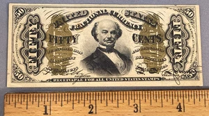 1864-1869 US 50 CENTS Signed FRACTIONAL SPINNER GREEN BACK NOTE F - Picture 1 of 12