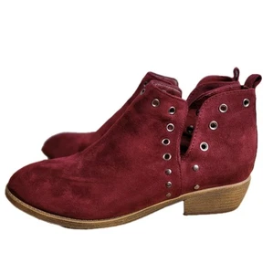 Burgunderrote Lasso-Auger Dupe Damen-Stiefeletten 8,5 Wildlederimitat rot, Boho Western. - Bild 1 von 20