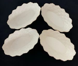 Menge (4) Lenox ~ Jacquard ovale Servierschalen mit erhöhtem Design & 24K Goldrand - Bild 1 von 9