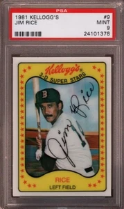1981 KELLOGG'S # 9 JIM RICE ☆HALL OF FAME☆ BOSTON RED SOX ☆RARE☆ PSA 9 MINT - Picture 1 of 1