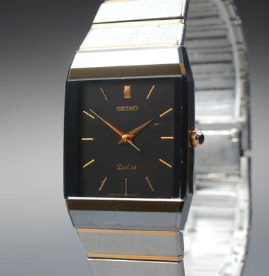 Reloj Hombre Vintage 1986 [Exc+5] Seiko Dolce 9531-5060 Negro Tanque Tungsteno Cuarzo Foto 1 de 4