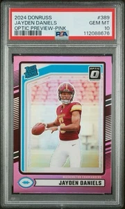 Jayden Daniels 2024 Panini Donruss Optic Preview Pink #389 RC ~ PSA 10 Gem Mint - Picture 1 of 2