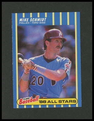 1988 Fleer 棒球全明星 #36 Mike Schmidt 棒球卡 — 第 1/2 张图片